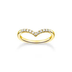 Thomas Sabo Charm Club Yellow Gold Plated Sterling Silver V-Shape Ring