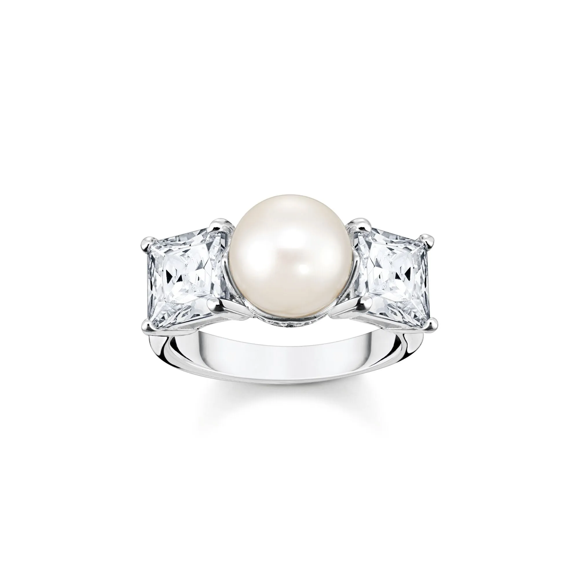 Thomas Sabo Sterling Silver Freshwater Pearl White Stone Ring D