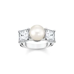 Thomas Sabo Sterling Silver Freshwater Pearl White Stone Ring D