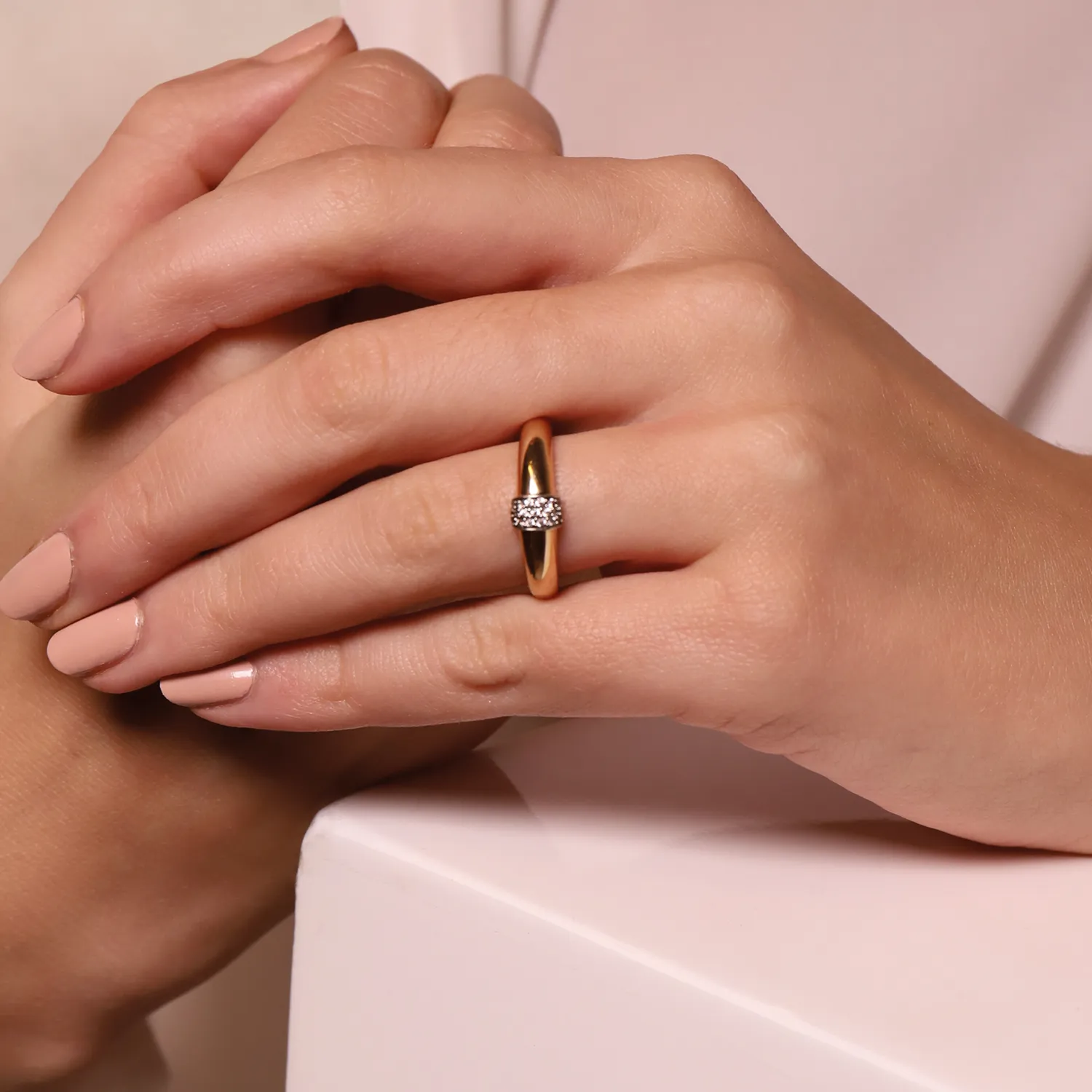 Ti Sento Two-Tone Pave CZ Ring