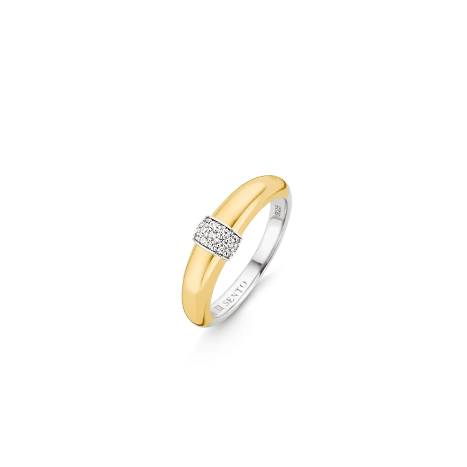 Ti Sento Two-Tone Pave CZ Ring