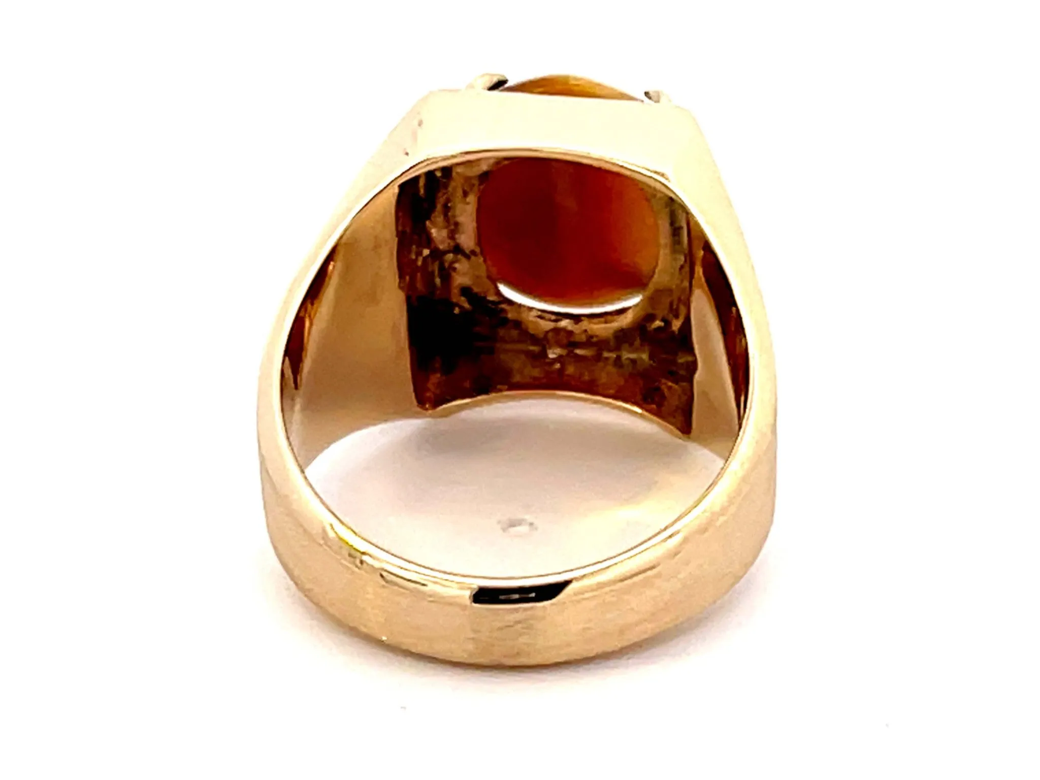 Tiger's Eye Satin Finish Ring in 18k Yellow Gold