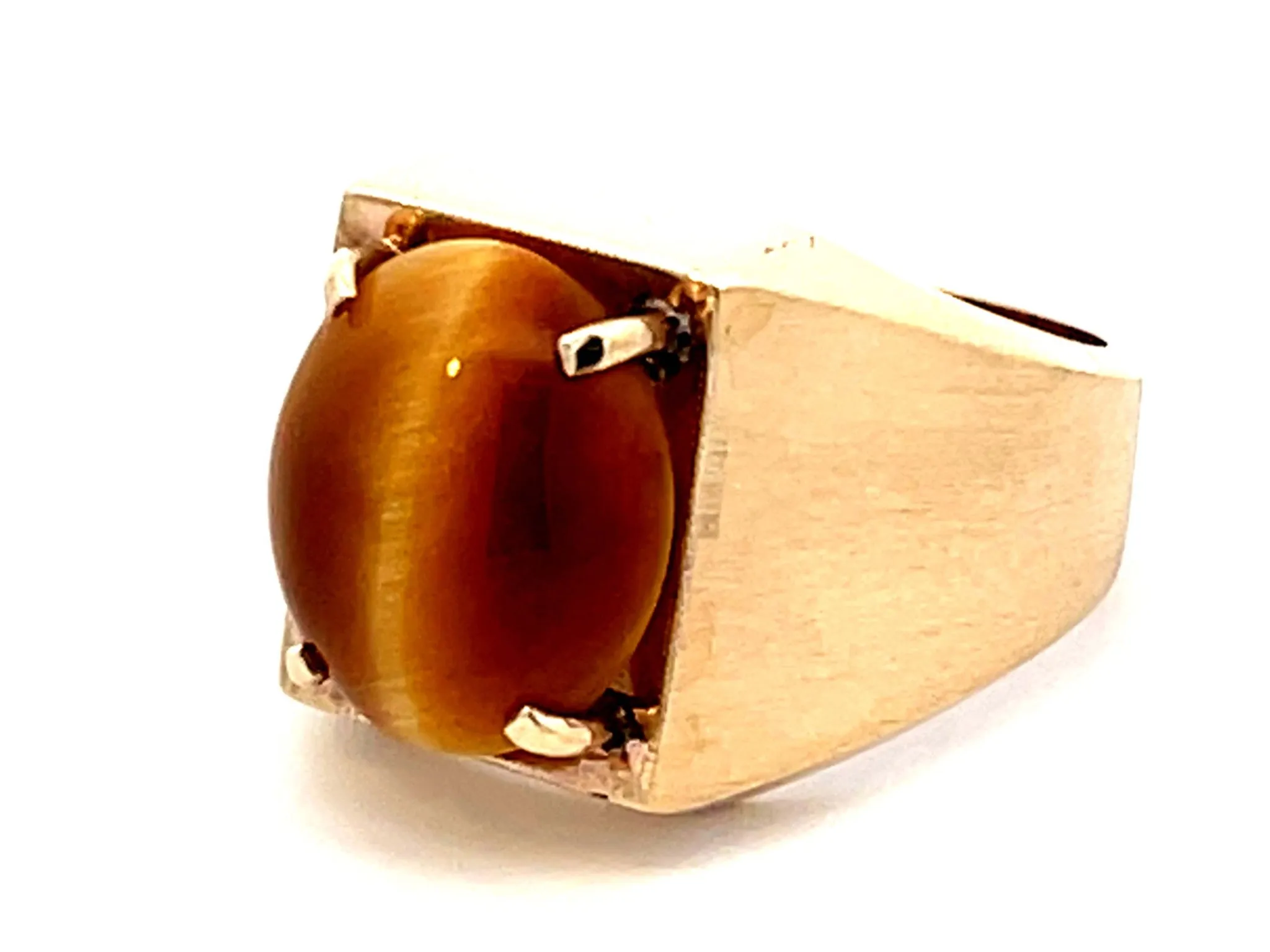 Tiger's Eye Satin Finish Ring in 18k Yellow Gold