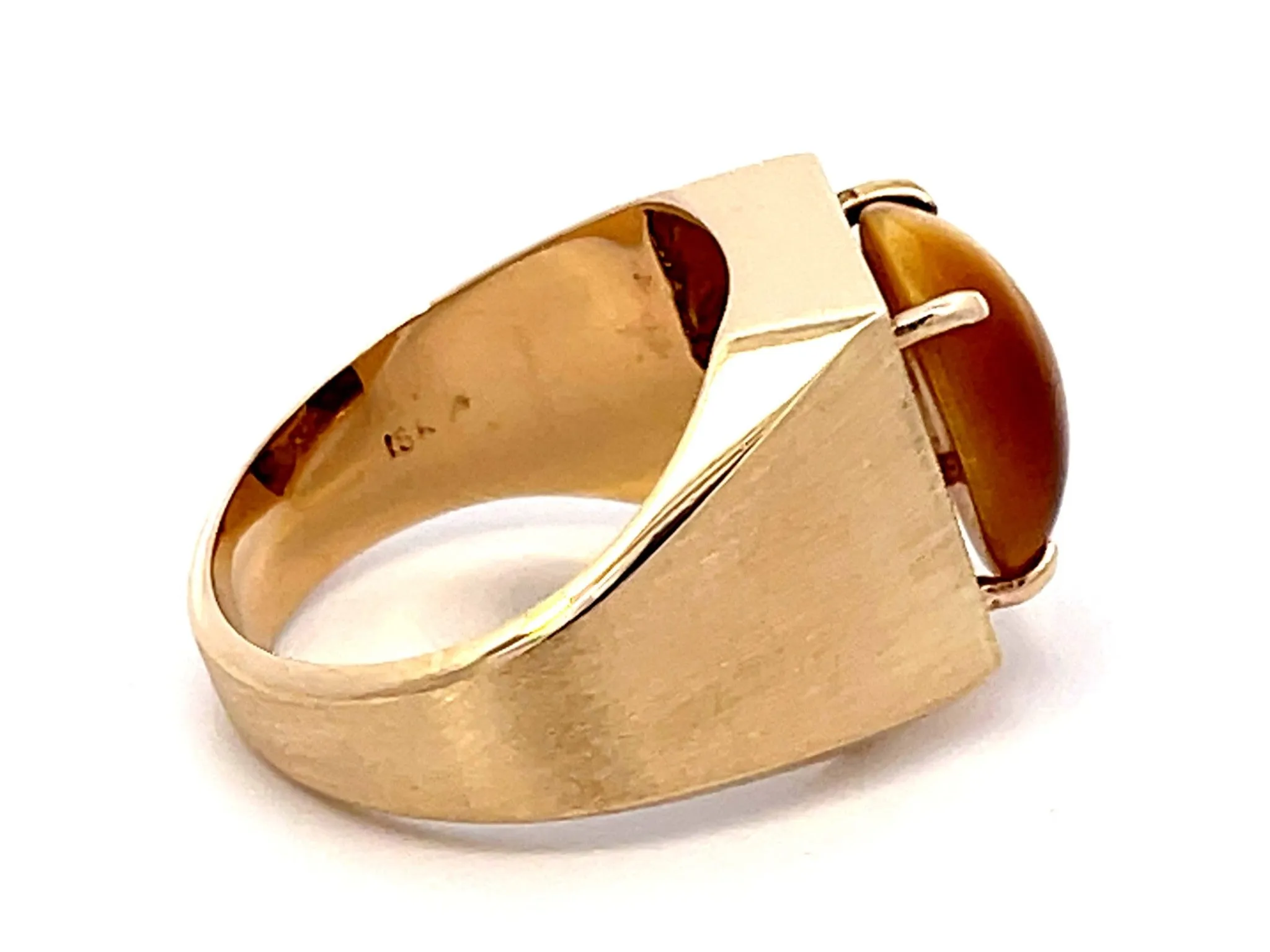 Tiger's Eye Satin Finish Ring in 18k Yellow Gold