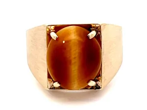 Tiger's Eye Satin Finish Ring in 18k Yellow Gold