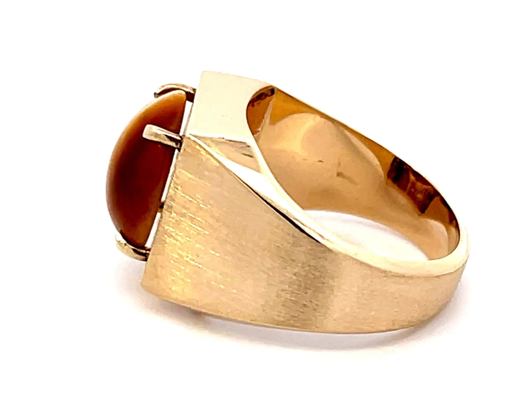 Tiger's Eye Satin Finish Ring in 18k Yellow Gold