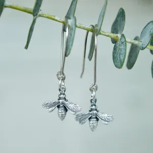 Tiny Bee Drop Earrings