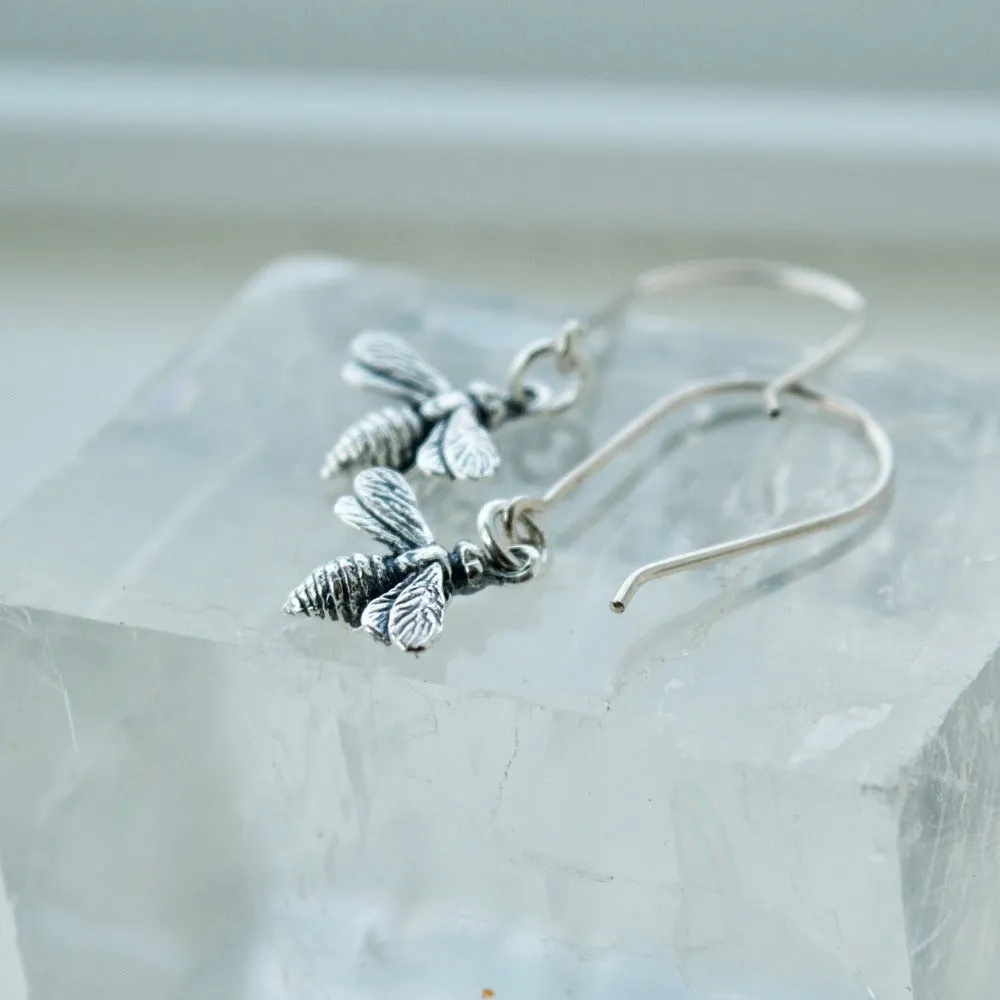 Tiny Bee Drop Earrings