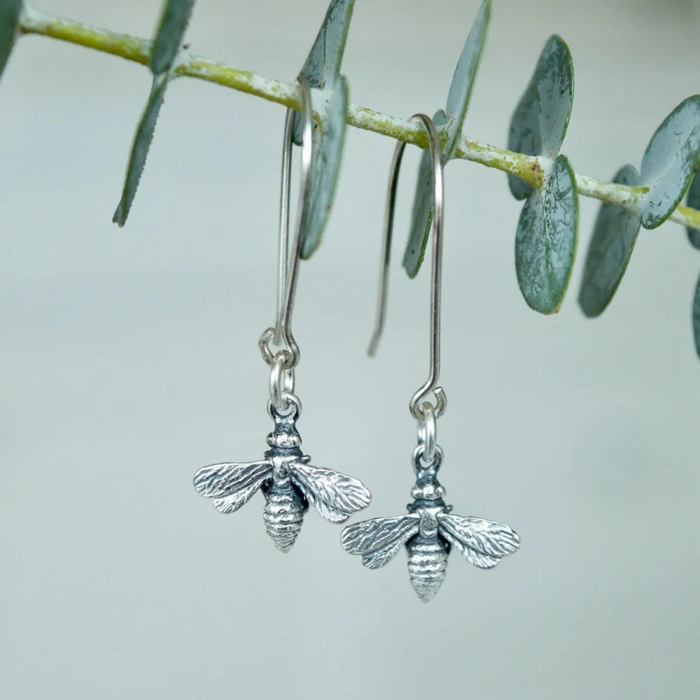 Tiny Bee Drop Earrings