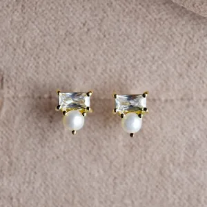 Tiny Pearl & CZ Studs