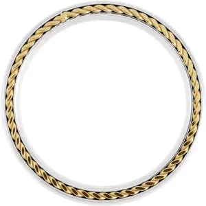 Titanium Domed Band with Yellow Gold PVD Steel Rope Inlay
