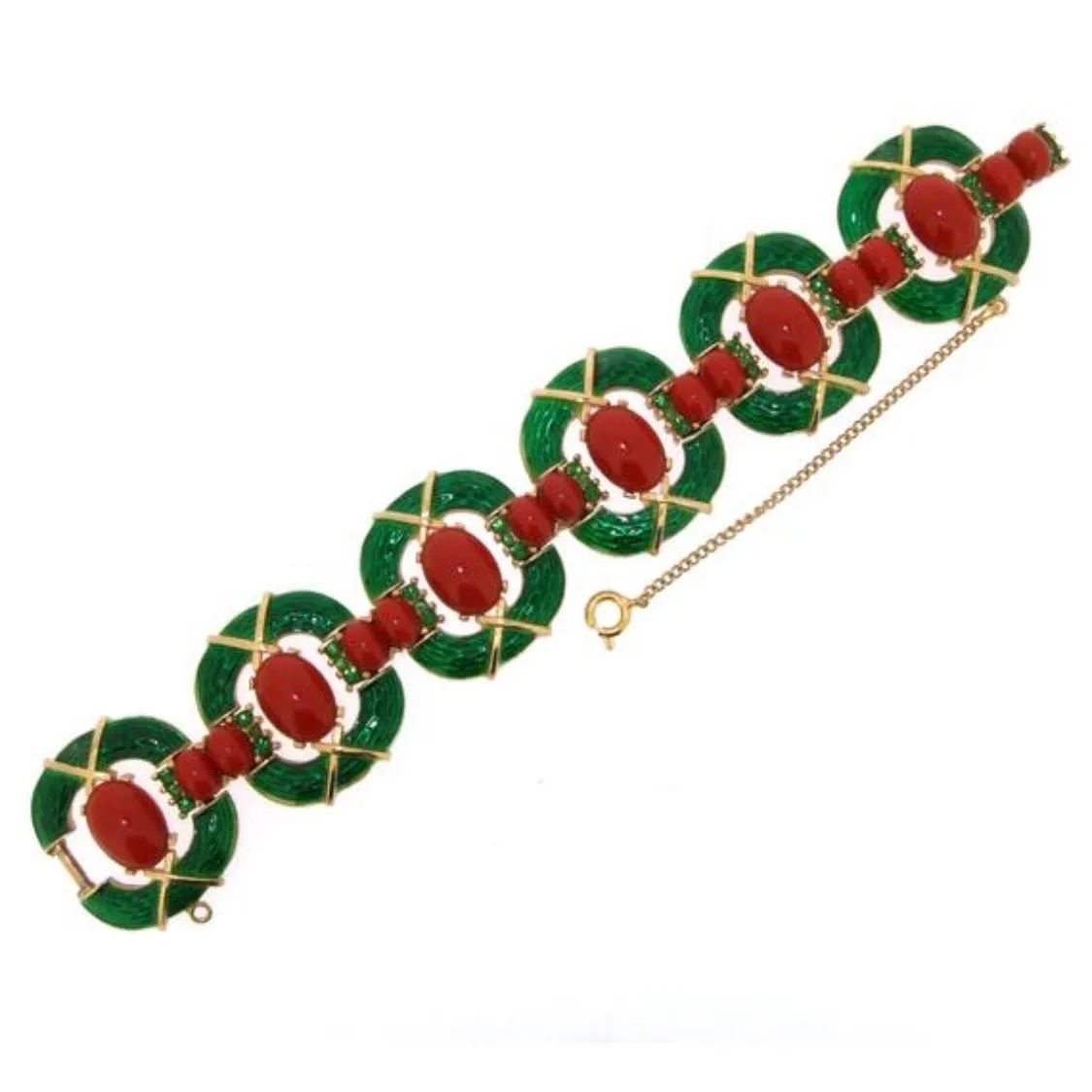 Trifari L??Orient Collection Green Carnelian Vintage Bracelet