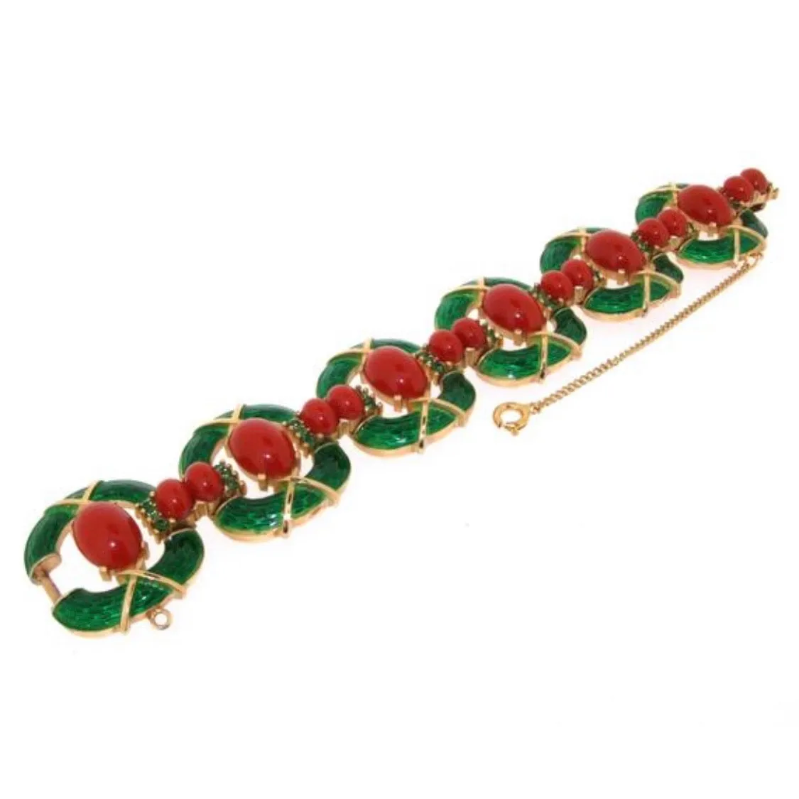 Trifari L??Orient Collection Green Carnelian Vintage Bracelet