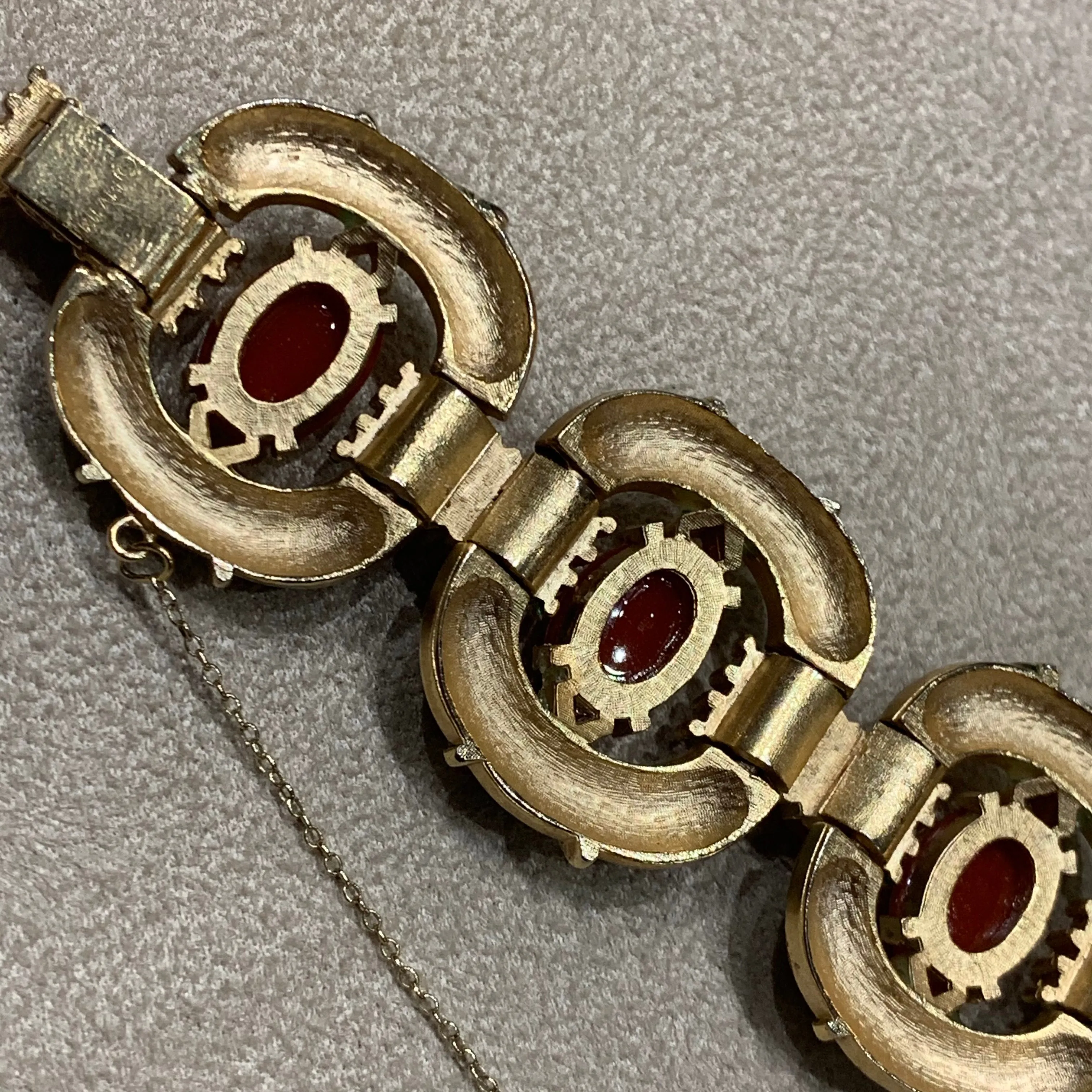 Trifari L??Orient Collection Green Carnelian Vintage Bracelet