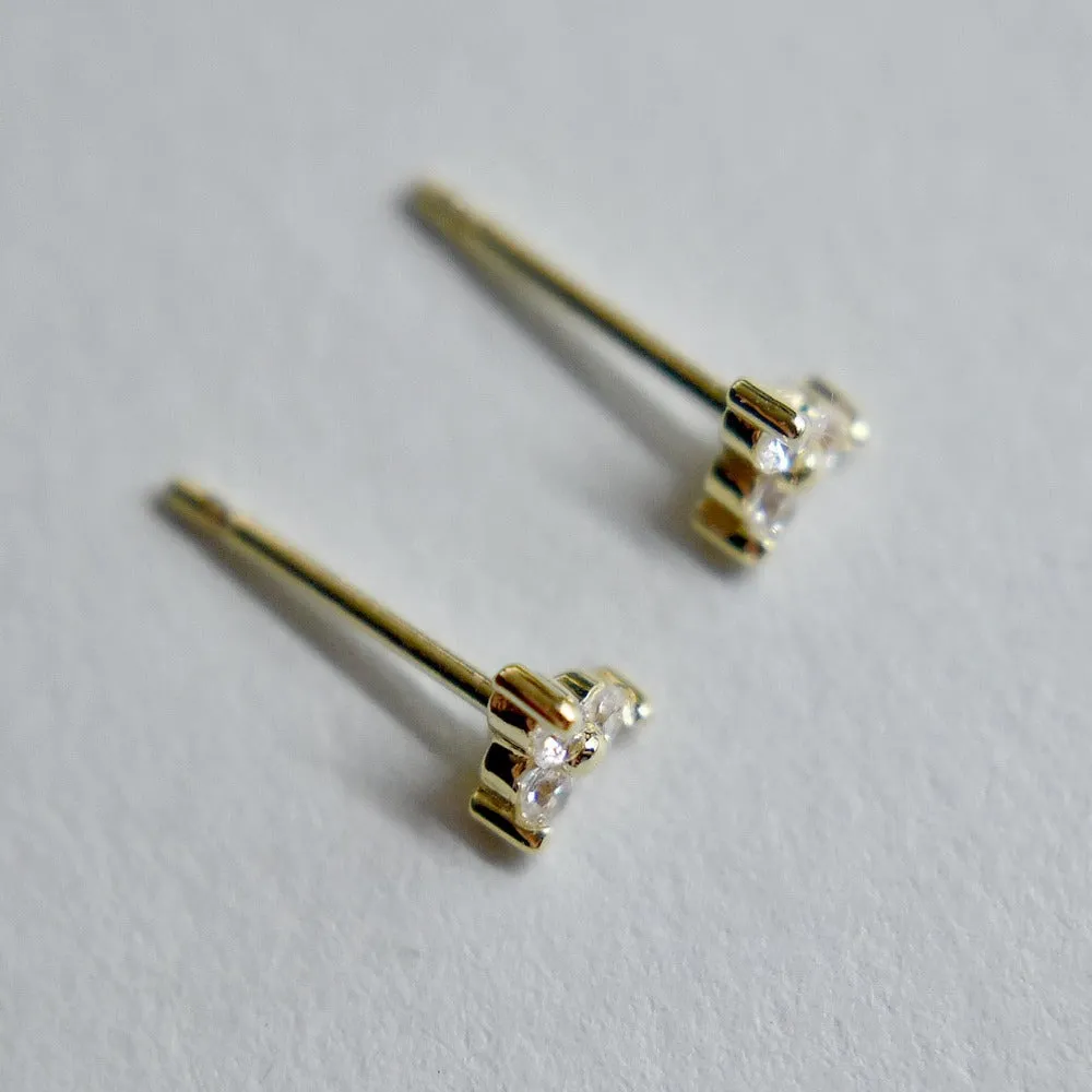 Triple CZ Triangle Stud