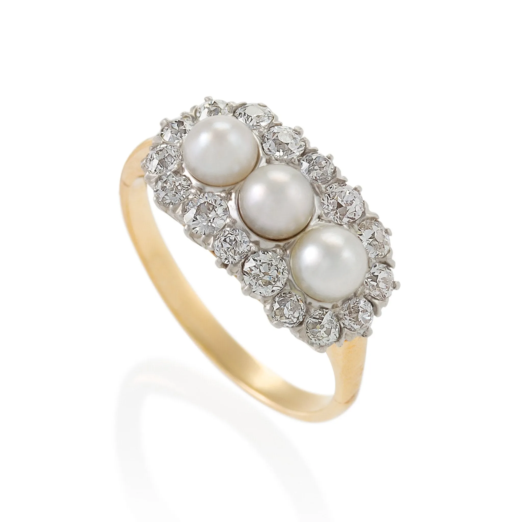 Triple Pearl and Diamond Ring