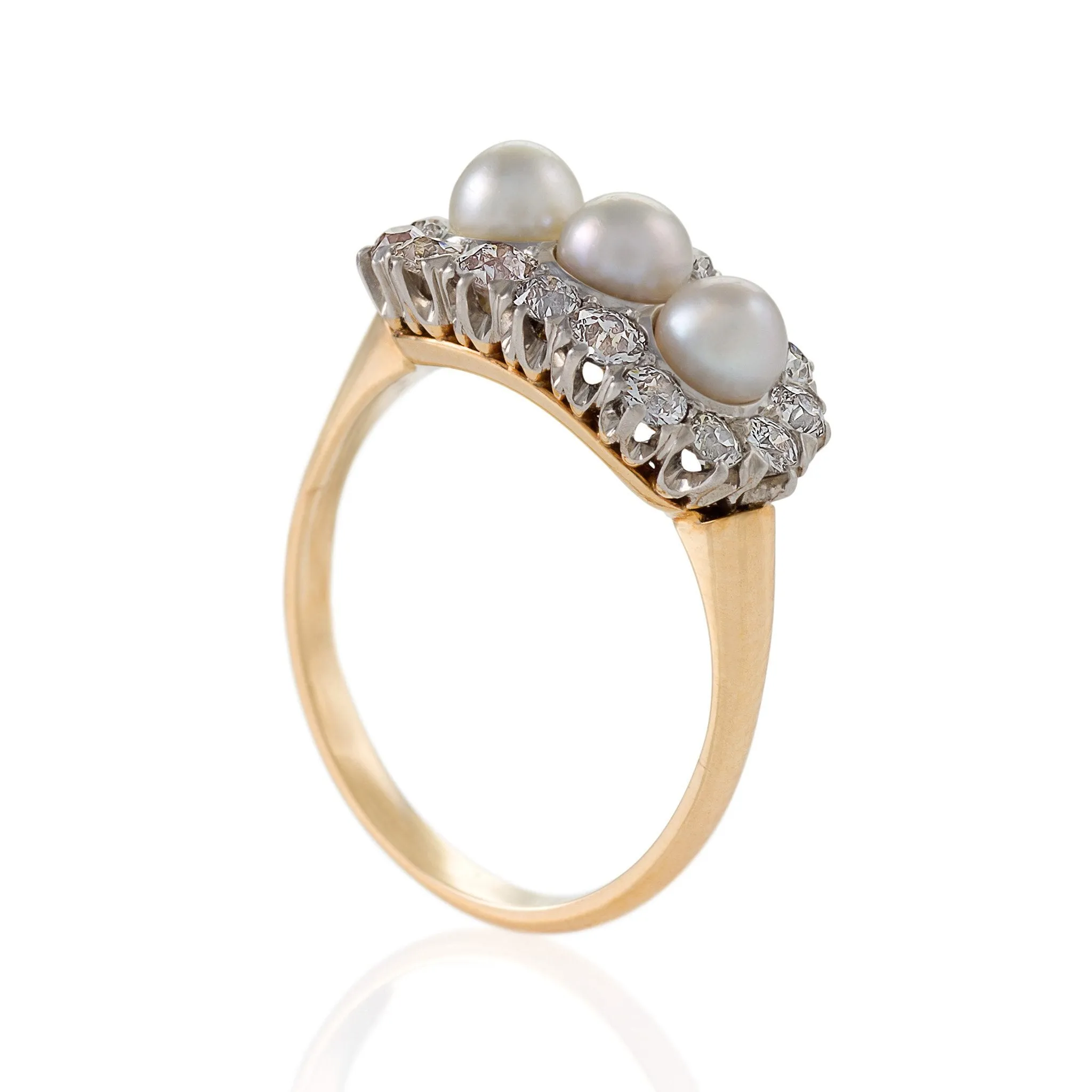 Triple Pearl and Diamond Ring