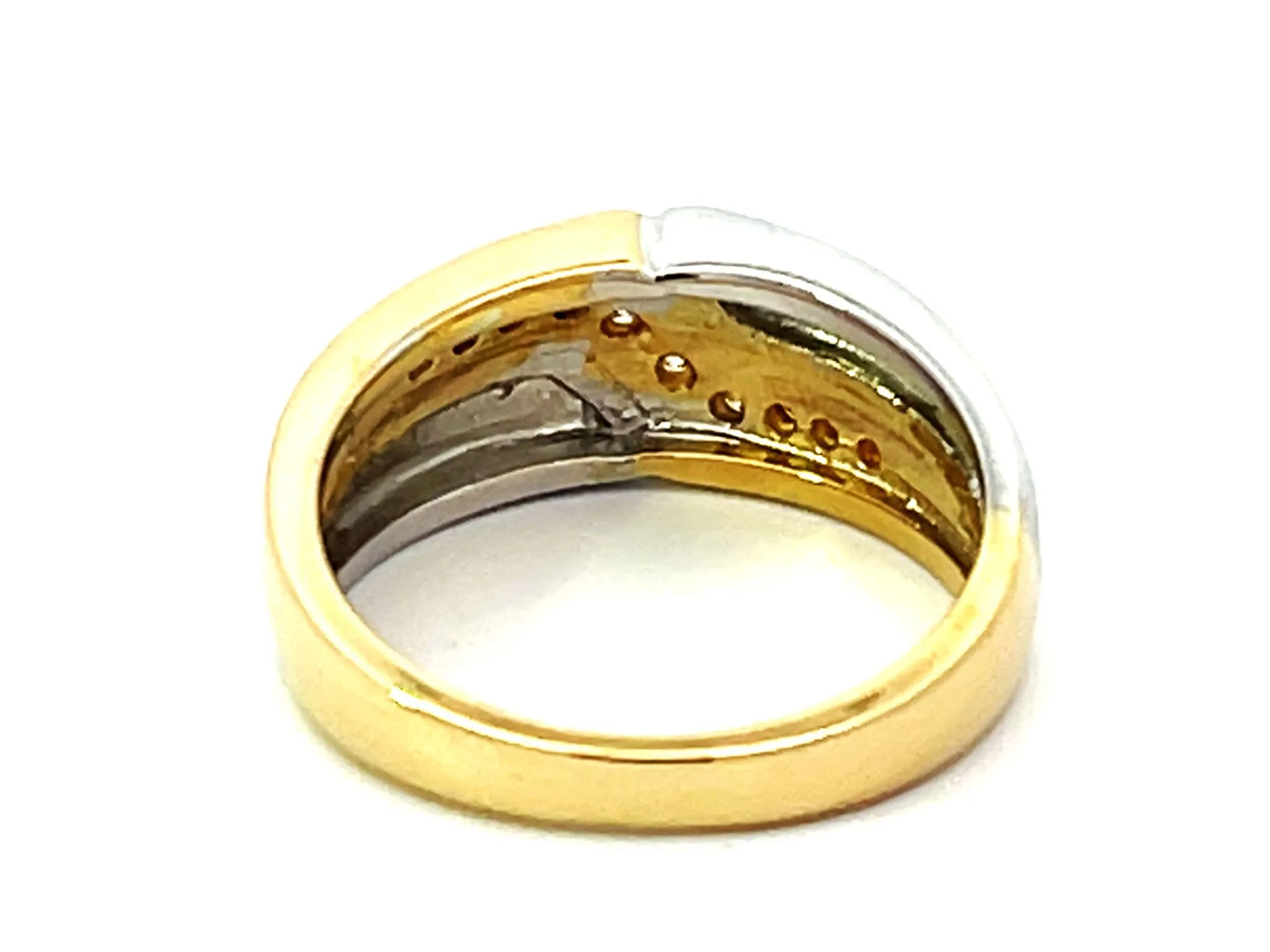 Two Toned Gold Mens Ring with Diamonds 14K Yellow Gold