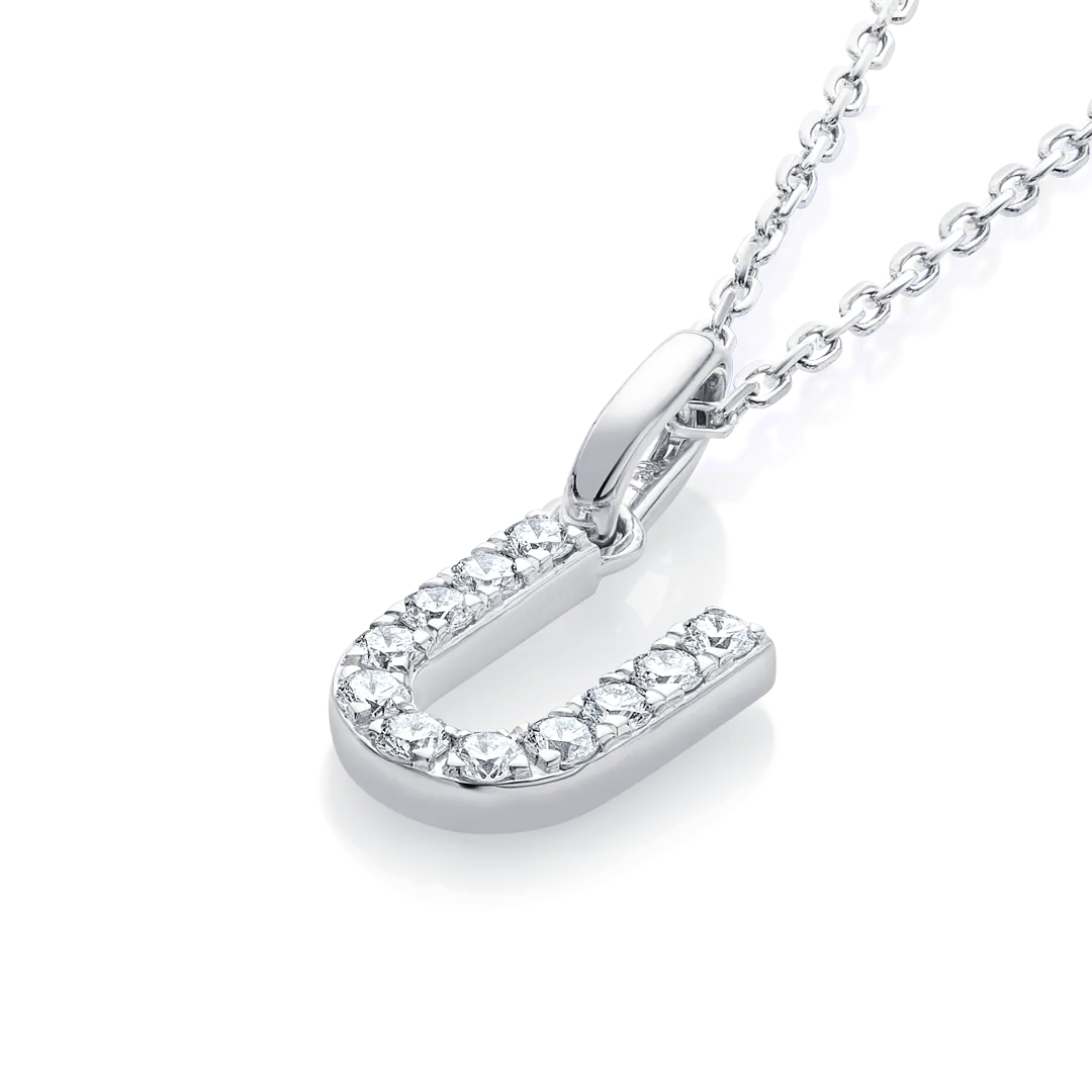 U Letter Pendant White Gold