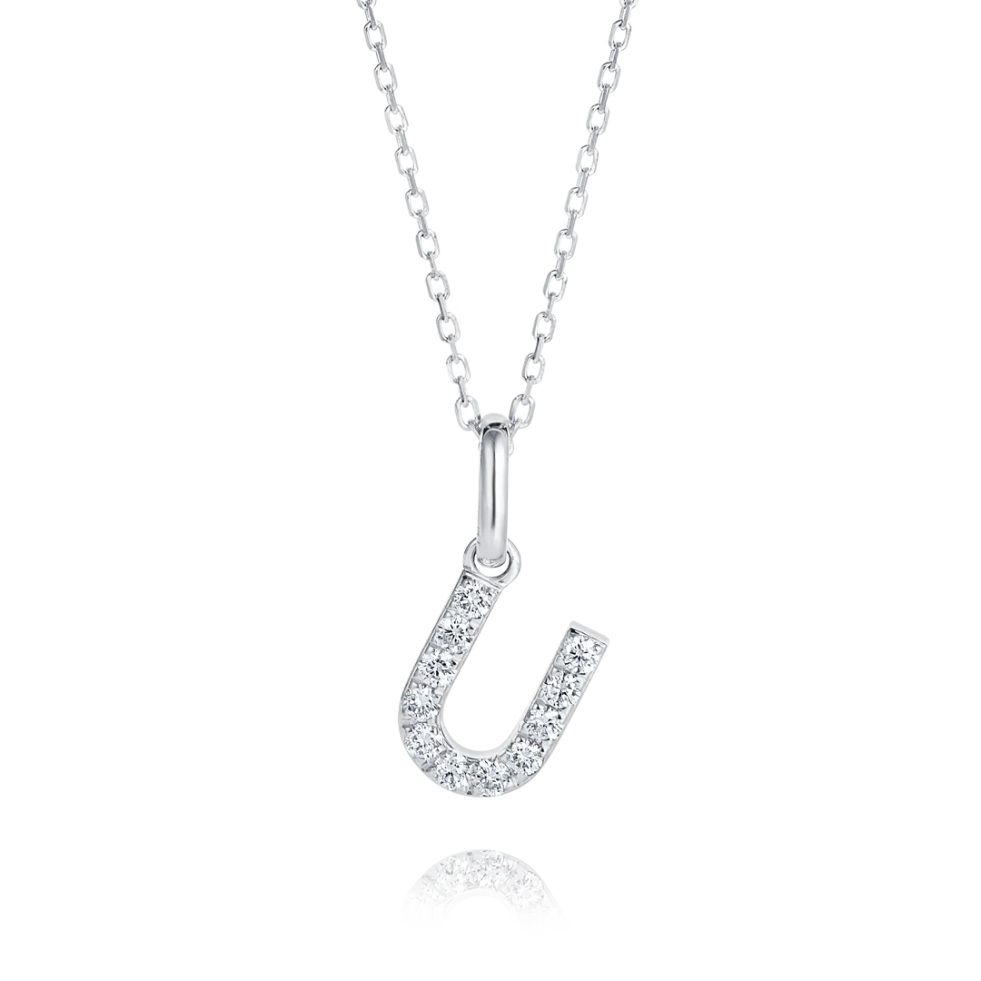 U Letter Pendant White Gold