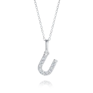 U Letter Pendant White Gold