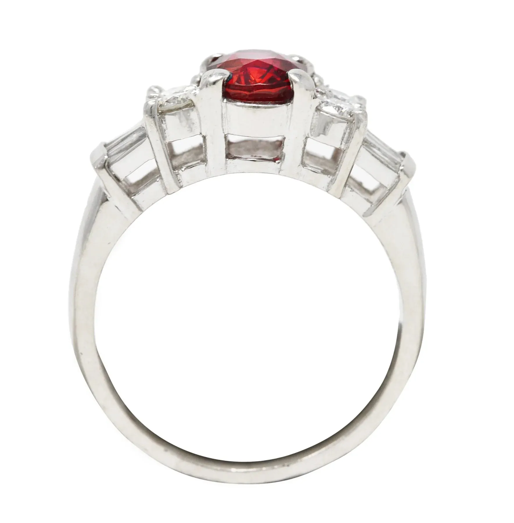VINTAGE 2.14 CTW OVAL CUT THAI RUBY DIAMOND PLATINUM GEMSTONE RING GIA
