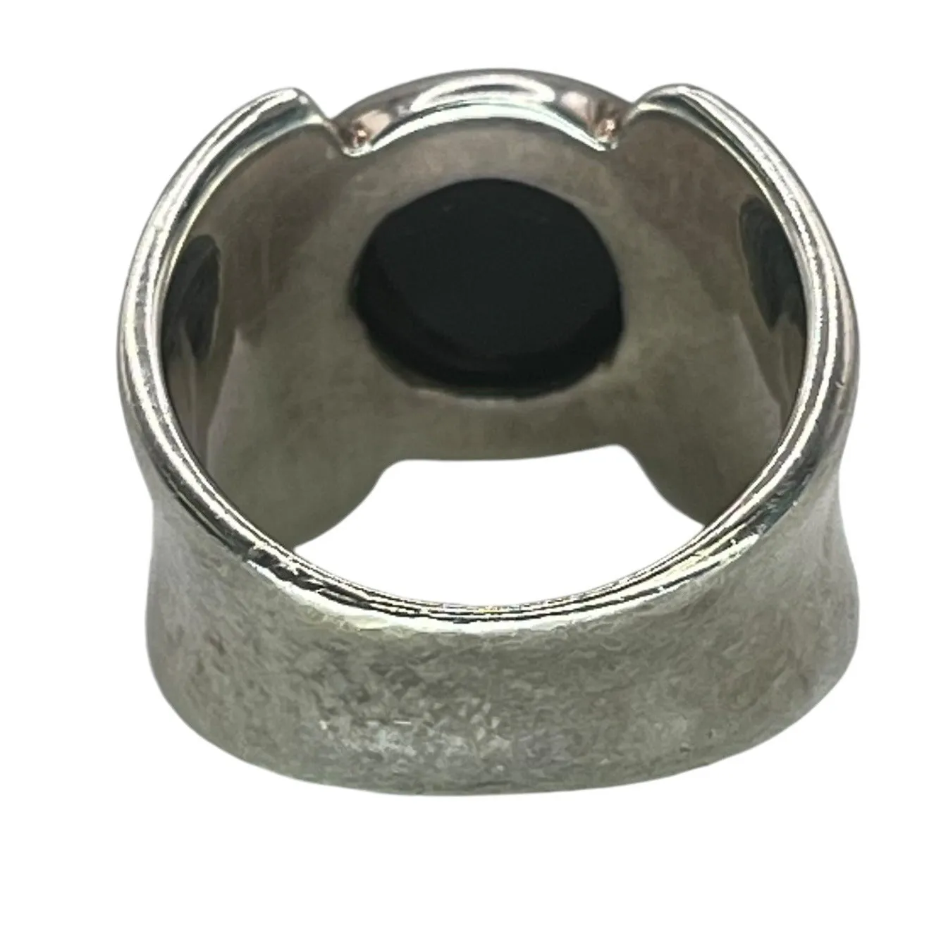 Vintage 925 Sterling Silver Black Onyx Ring Size 6.75 Modernist Chunky