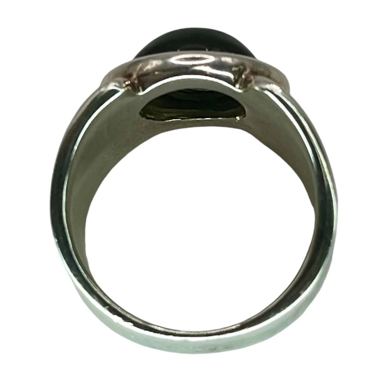 Vintage 925 Sterling Silver Black Onyx Ring Size 6.75 Modernist Chunky