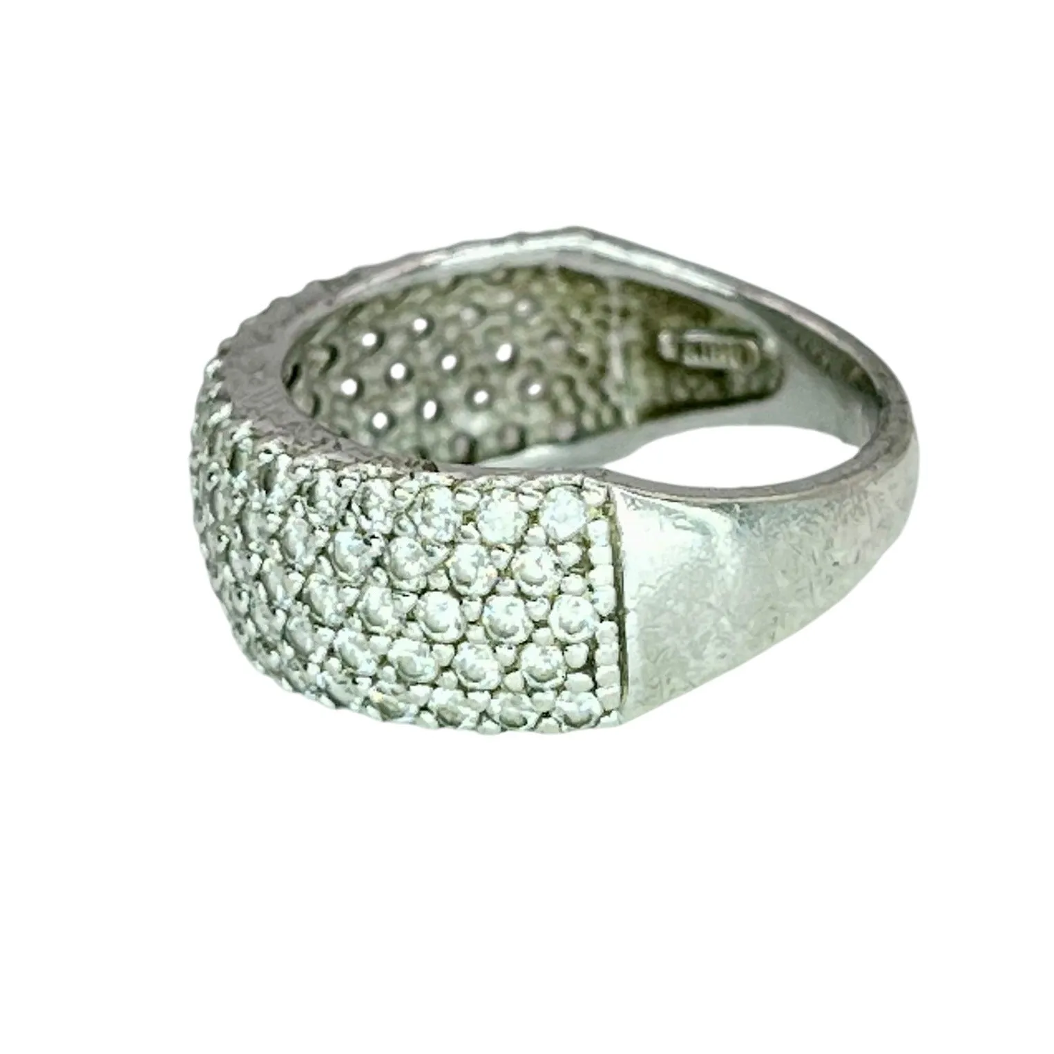 Vintage Cubic Zirconia 925 Sterling Silver Pave 5 Row Band Ring Size 6 Classic