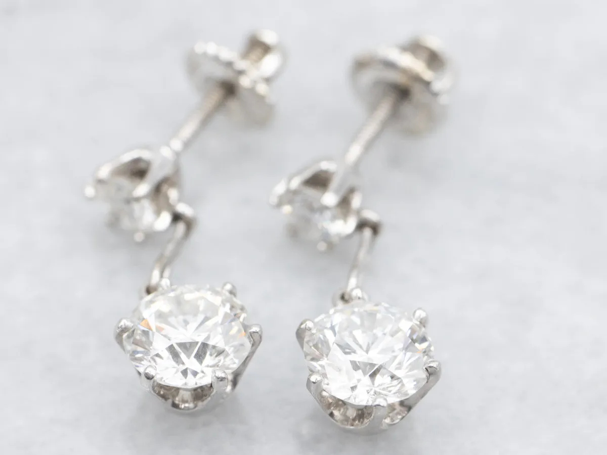 Vintage Jabel Round Brilliant Diamond Dangle Earrings