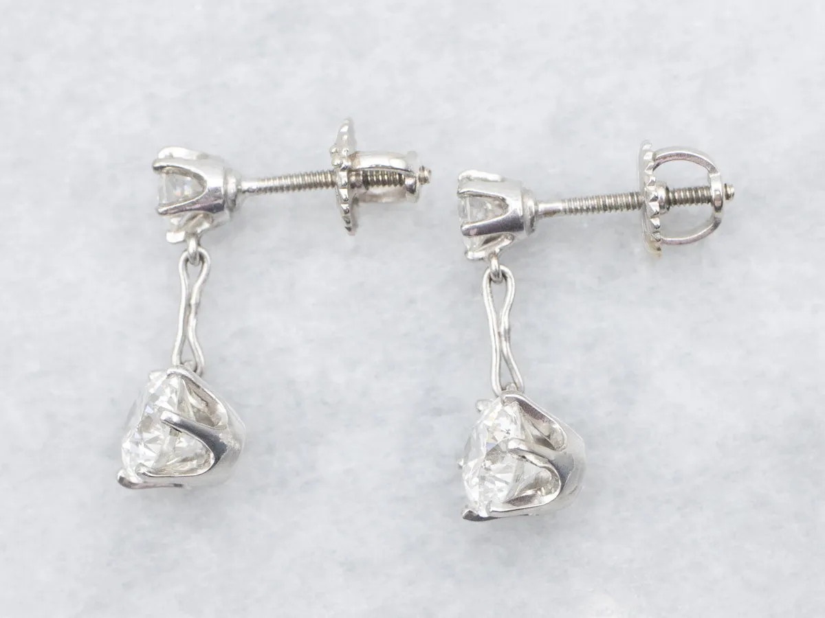 Vintage Jabel Round Brilliant Diamond Dangle Earrings
