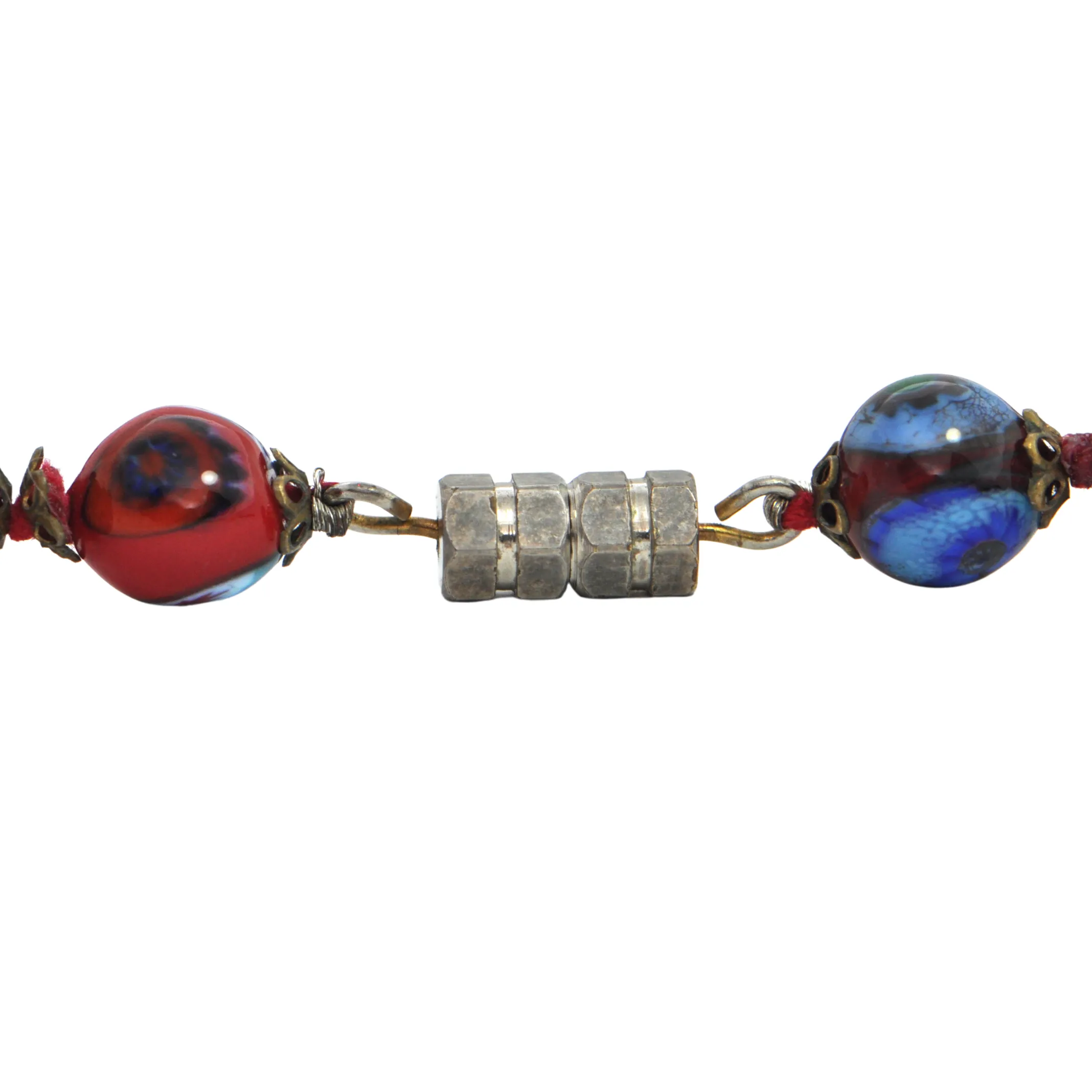 Vintage Murano Millefiori Red Glass Bead Necklace