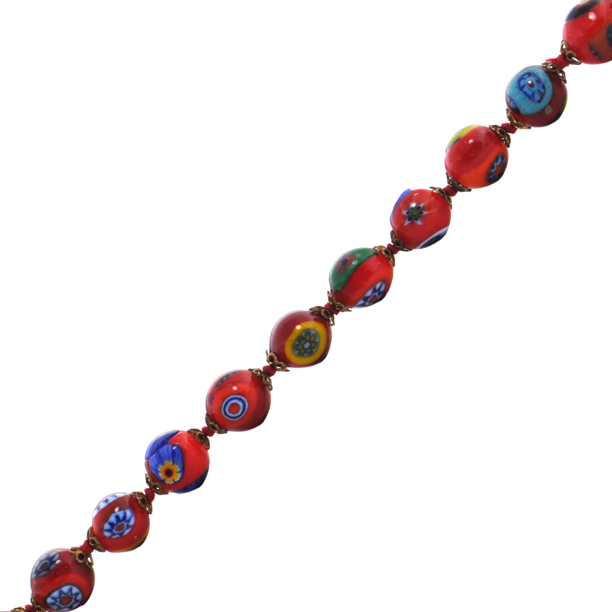 Vintage Murano Millefiori Red Glass Bead Necklace