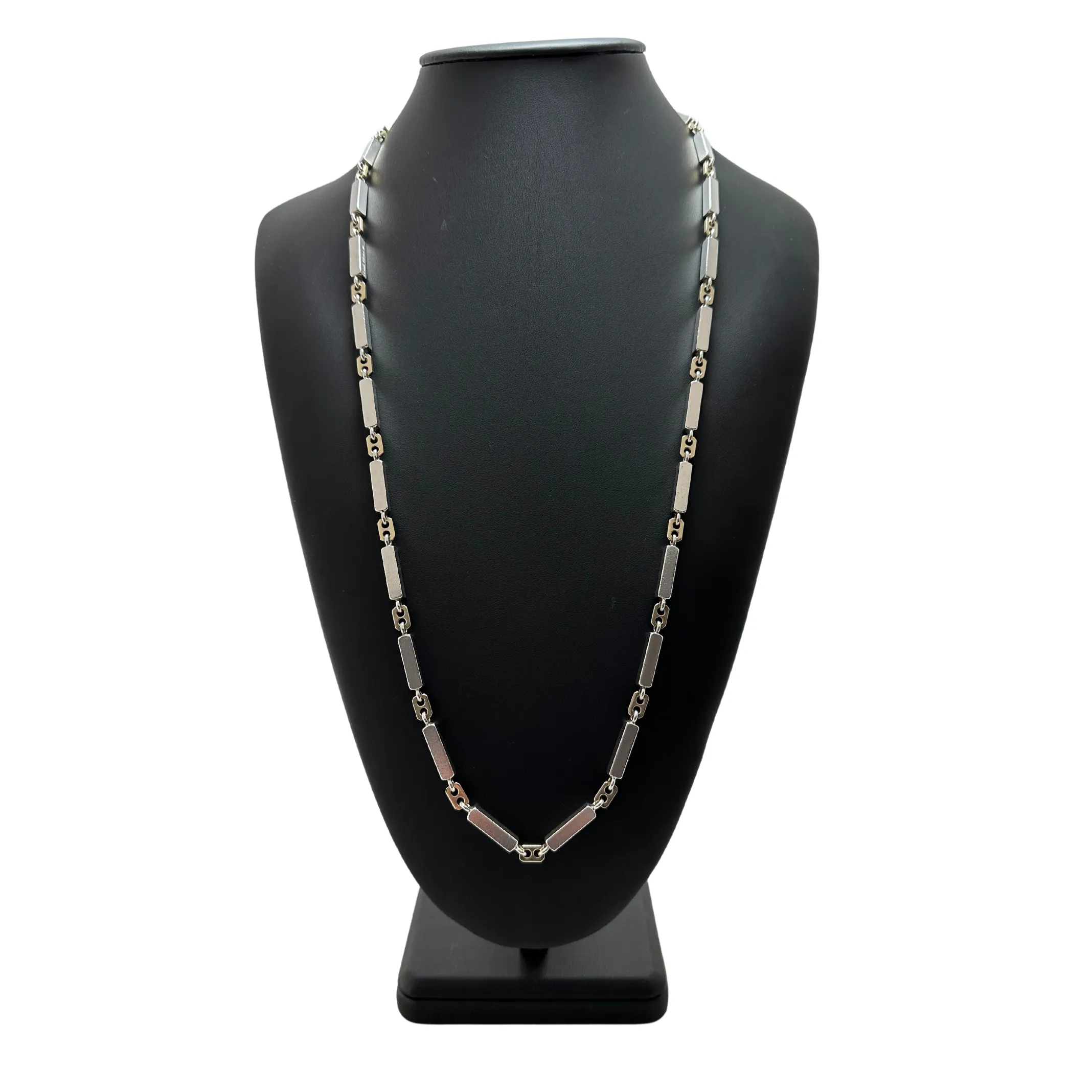 Vintage Signed 'Walter Schluep' 18k Gold and Sterling Silver Link Necklace