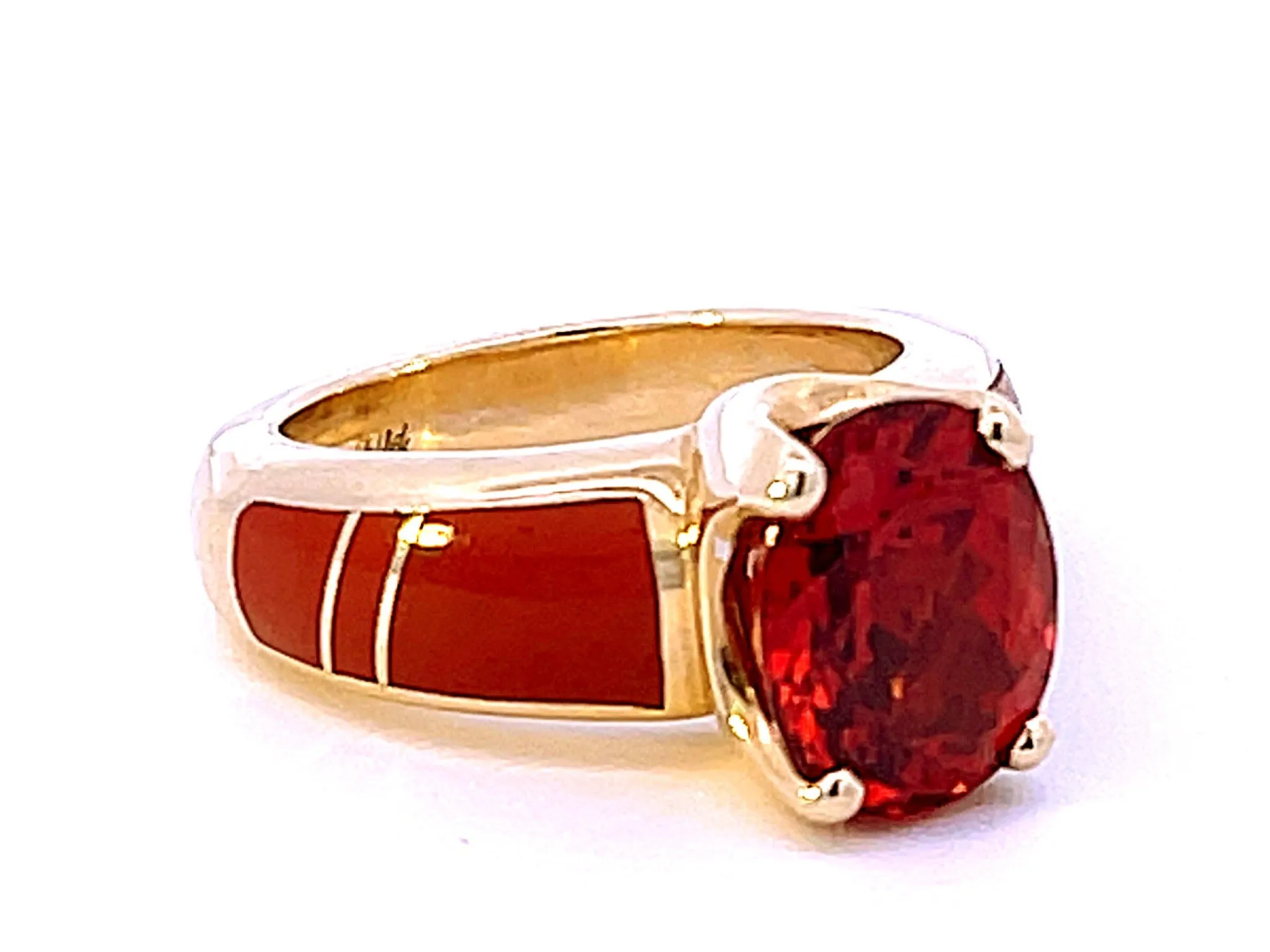 Vintage Spessartite Mandarin Garnet Ring in 14K Yellow Gold