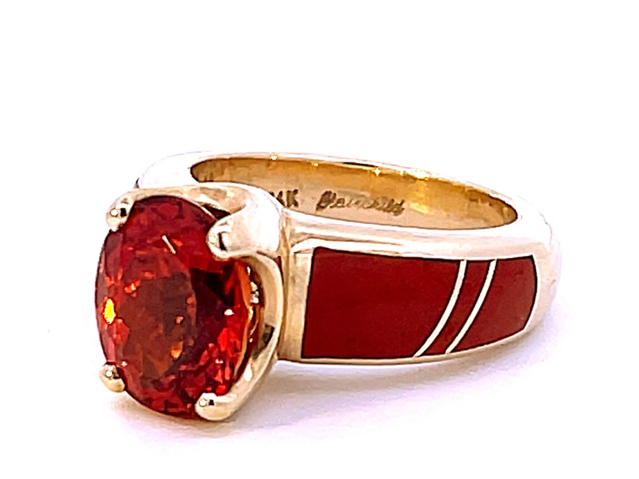 Vintage Spessartite Mandarin Garnet Ring in 14K Yellow Gold