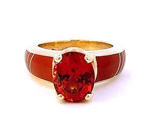 Vintage Spessartite Mandarin Garnet Ring in 14K Yellow Gold