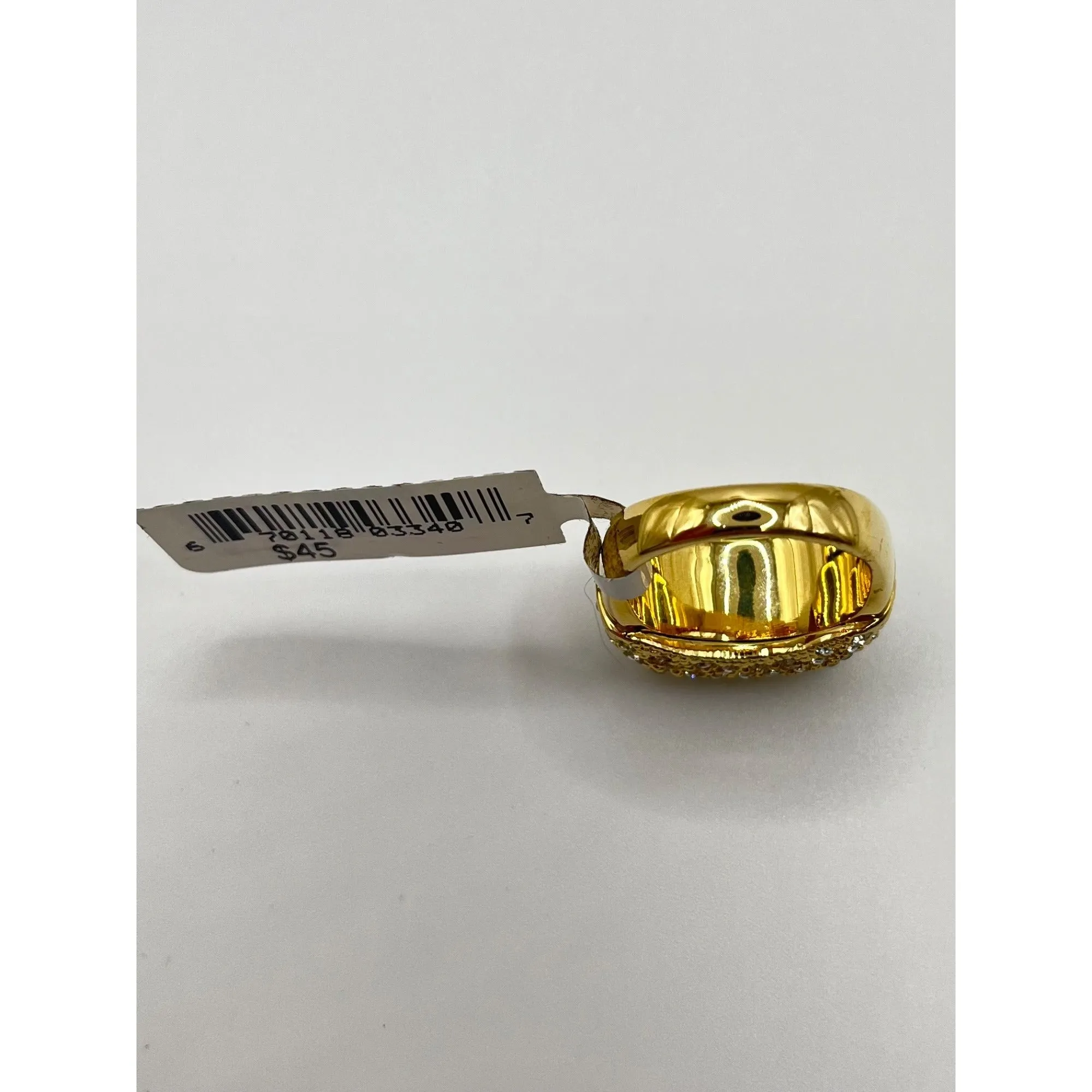 Vintage St. John Gold Tone Pave Crystal Ring Wide Band Statement Size 7.5