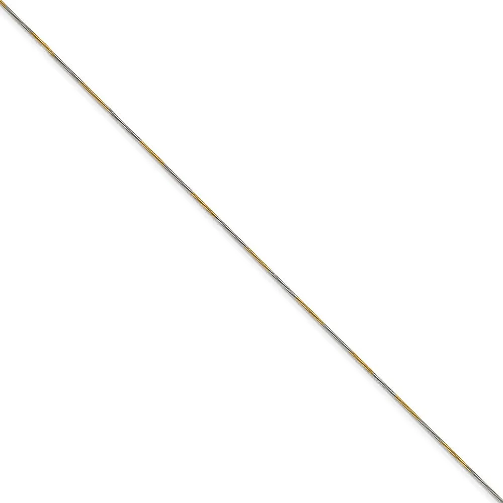 White & Yellow Rhodium over Brass 1.00mm 2 color plated Snake Chain | SRN209