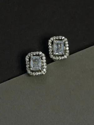 White Color Silver Plated Faux Diamond Earrings - CZEAR395