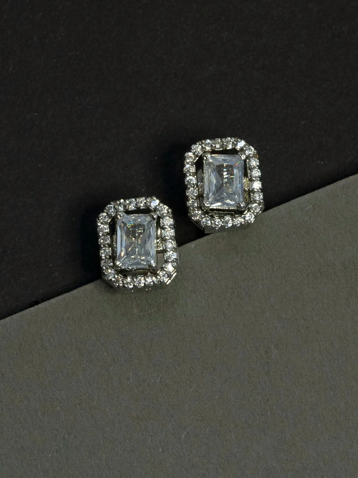 White Color Silver Plated Faux Diamond Earrings - CZEAR395