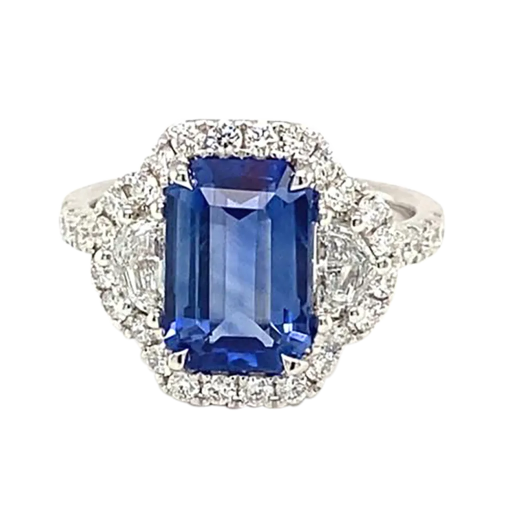 White Gold, 3.60ct Ceylon Sapphire and Diamond Ring
