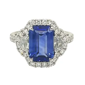 White Gold, 3.60ct Ceylon Sapphire and Diamond Ring