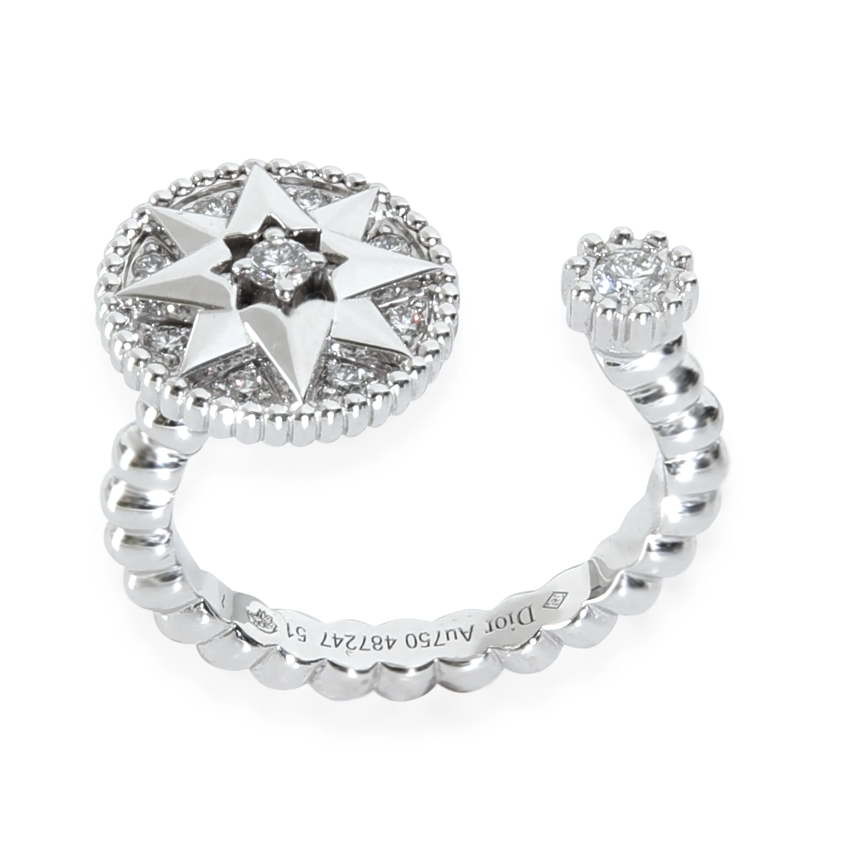 White Gold Diamond Rose Des Vents Ring