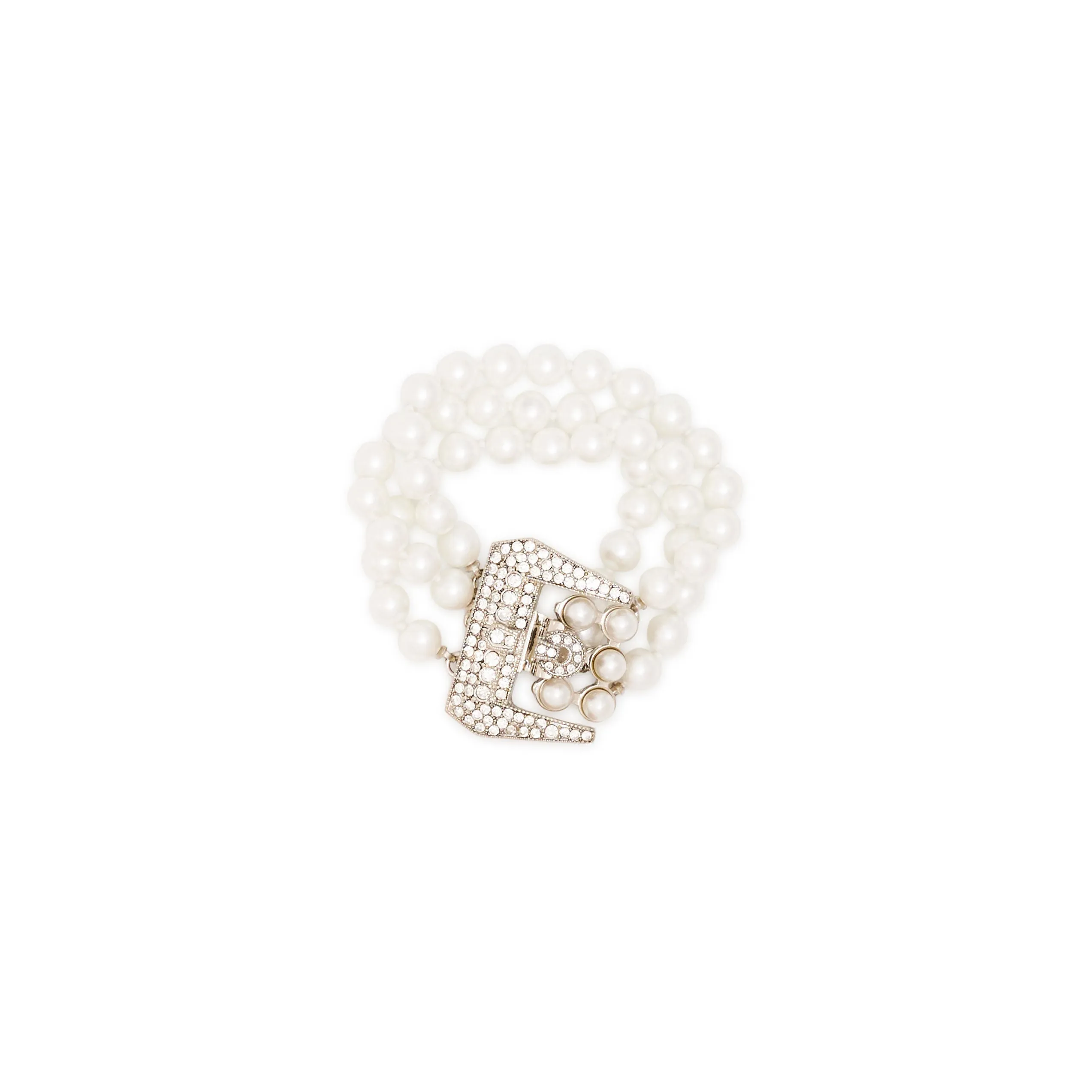 White Pearl & Rhodium Bracelet