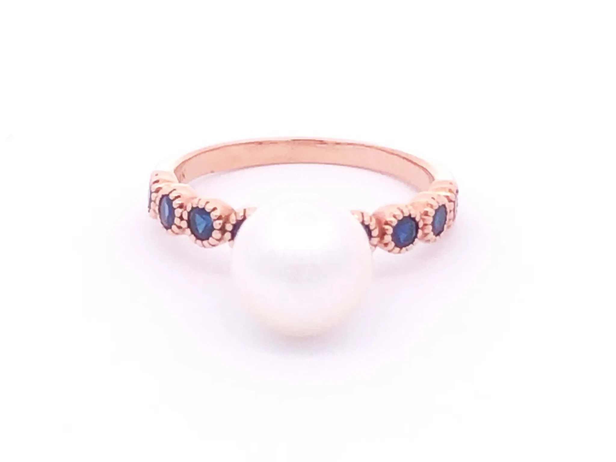 White Pearl Sapphire Ring in 14k Rose Gold