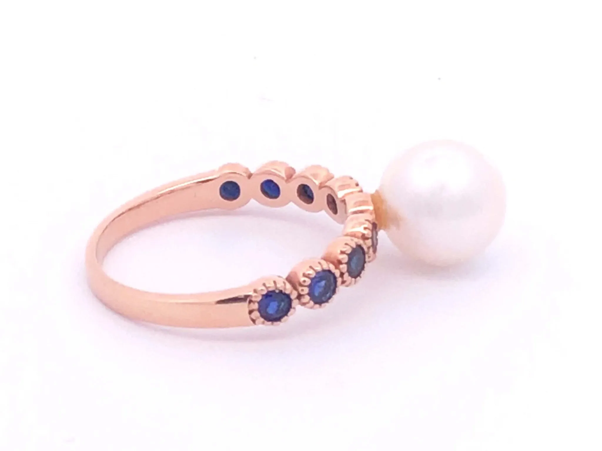 White Pearl Sapphire Ring in 14k Rose Gold