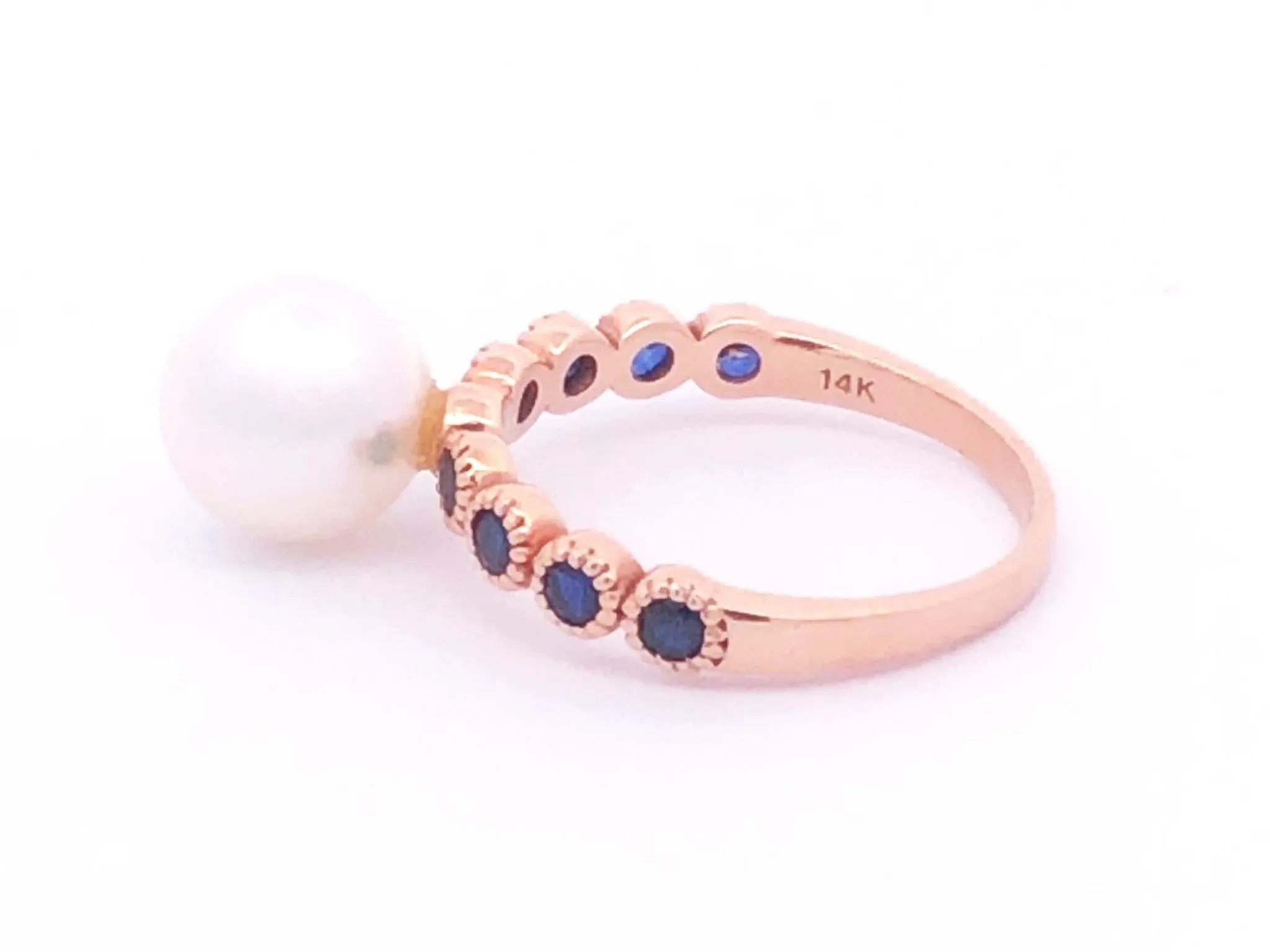 White Pearl Sapphire Ring in 14k Rose Gold
