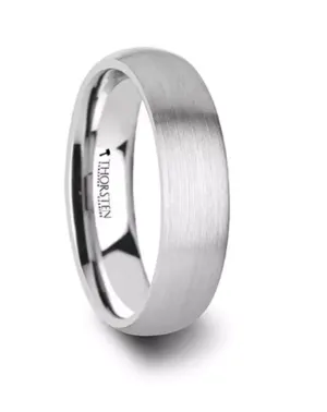 White Tungsten ??Pythius?? 6mm Domed Brush Wedding Band