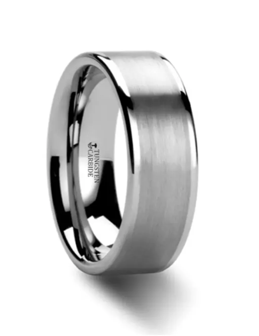 White Tungsten ??Wayne?? 8mm Brush Finish Center Wedding Band